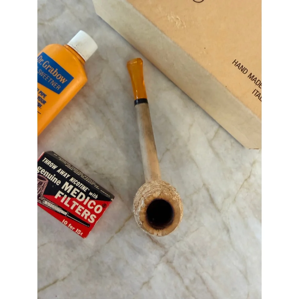 Vintage Ascorti Brown Corn Cob Pipe with Dr. Grabow Sweetener & Medico Filters